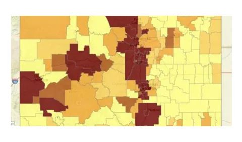 Color coded map of Colorado